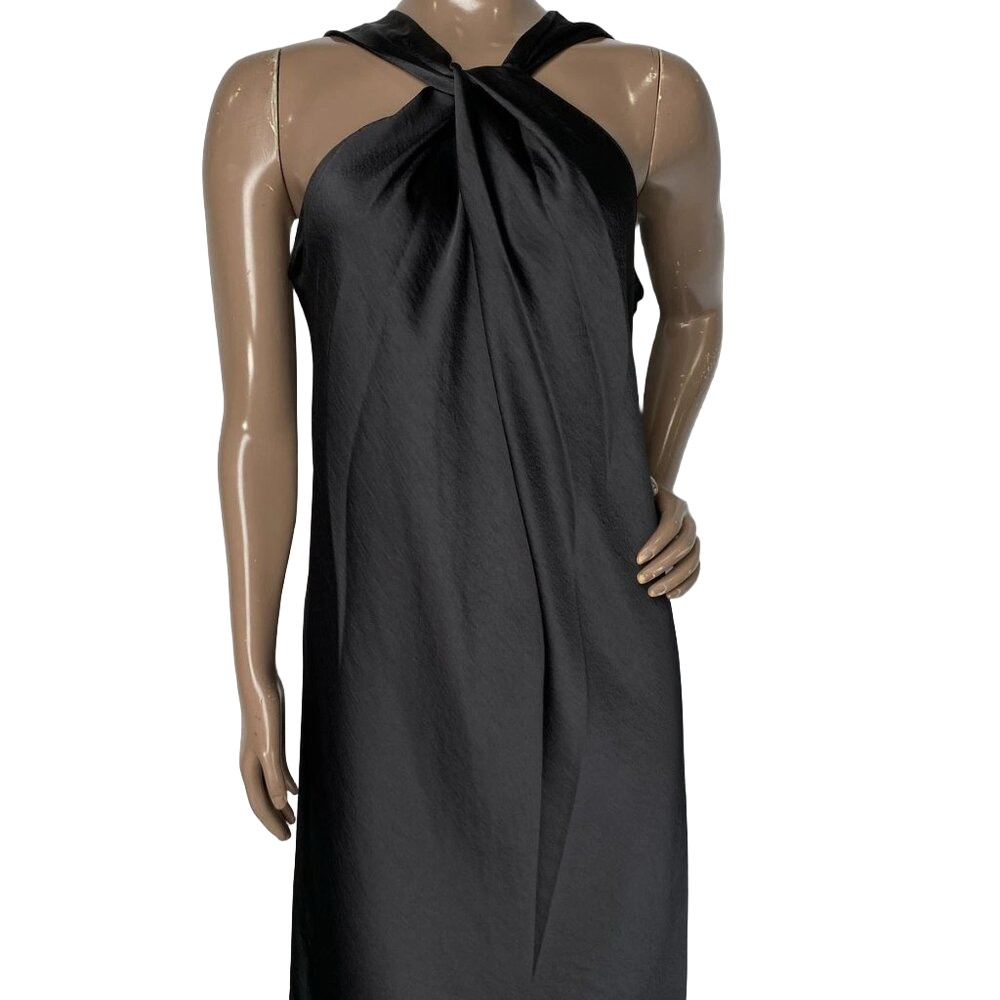 NEW THEORY Women's Sleeveless Twist Neck Mini Dress Black Size S – Silky - NWT